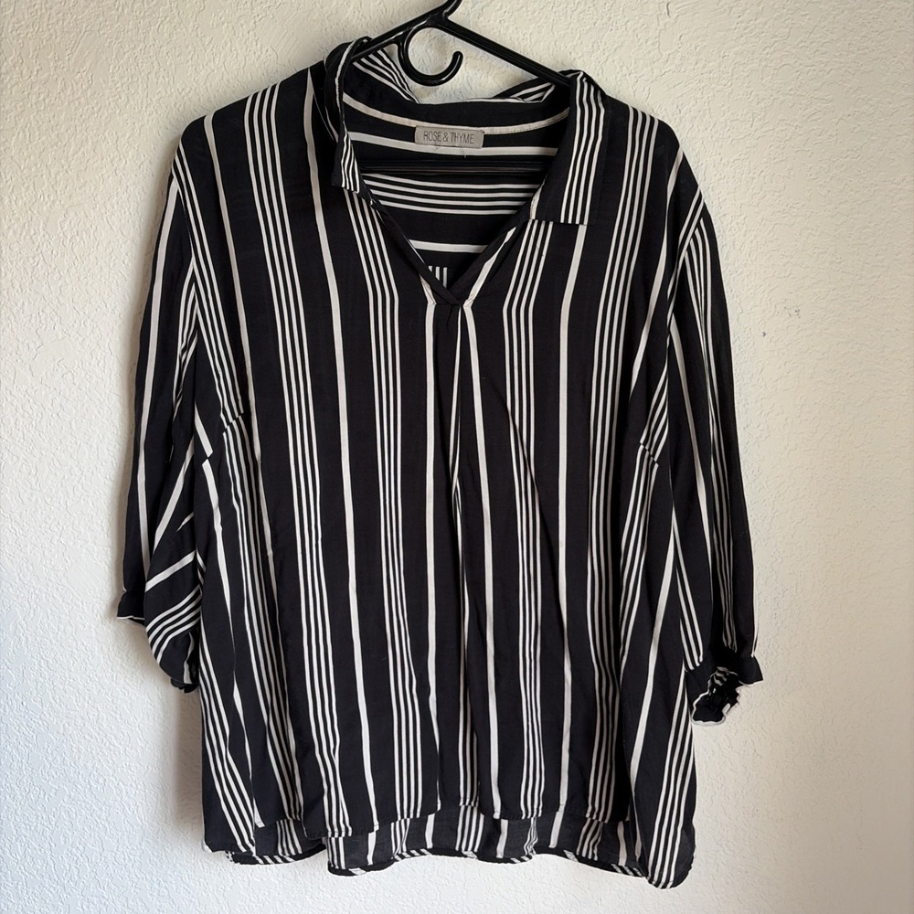Women's Pull On Rayon Striped Classic Tunic Blouse Size XL